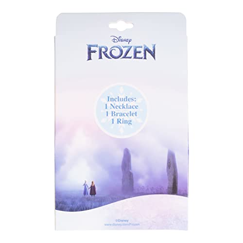 LUV HER Disney Frozen Girls Jewelry Set - Dress up 3 Piece Toy Jewelry Box Set with Bead Necklace, Bracelet and Ring - Play Accessories - Ages 3+