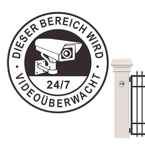 Segnale di avvertimento 24 ore su 24 – Adesivo riflettente per aree di sicurezza, pellicola informativa in inglese, protezione visibile per la videosorveglianza, adatto