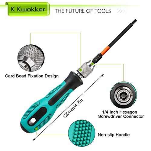 K Kwokker 6PCS 100mm Allen Key Screwdriver Set, S2 Steel Hex Bits Set H2,H2.5,H3,H4,H5,H6 Magnetic Allen Wrench Drill Bit Set - Image 4