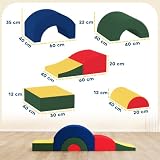 AIYAPLAY Parcours motricité bébé 5PCS, module motricité bébé en mousse EVA avec housse en revêtement PU, blocs mousse de construction, jouets éducatifs enfants d'âge préscolaire, multicolore