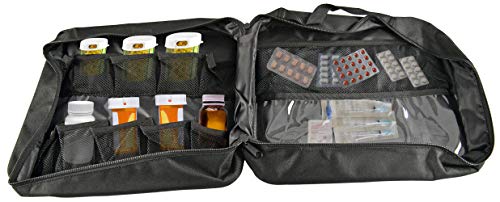 HOME-X Pill Organizer Bag with Handle, Medicine Organizer, Zippered Pill Case for Medicine Storage and Organizing Bottles, 11