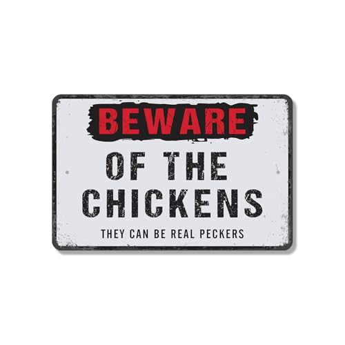 Beware Of The Chickens They Can Be Real Peckers 8 Inch x 12 Inch Plastic Sign Cluck Around Find Out Perfect for Coops Barns Yards Fun Gift for Chicken Keepers Homesteaders Families