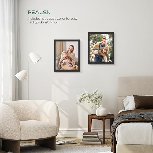 PEALSN 8x10 Picture Frame Set of 6, Black Picture Frames with HD Plexiglass,Wall Gallery Photo Frames for Wall Mounting or Tabletop Display, Black Woodgrain