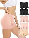 TIICHOO Womens Incontinence Underwear Boxers Washable Leakproof Postpartum Underwear 5 Pack (Large, 2 Black/2 Rose Gold/1 Beige)