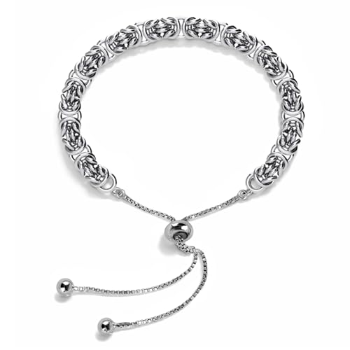Image of TRUESILVER ACPL 925 Sterling Silver Sliding Bolo Bracelets for Women | BIS Hallmarked Fancy Link Rolo Design Bracelet | Adjustable Slider Chain Bracelet Gift for Birthday Anniversary Wedding