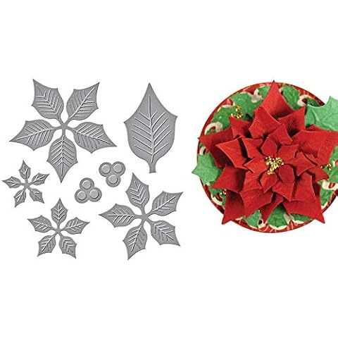 Layered Poinsettia Etched Cutting Dies,DIY Scrapbooking Artist Metal Cutting Dies Scrapbooking Crafting Paper Card Make Emboss Stencil Template 11.8 x 10.5 cm Cover