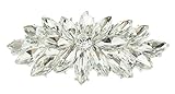Damen Herren Diamante 6,5 cm große ovale Kristall Blume Revers Brosche (Silber)