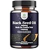 Cold Pressed Black Seed Oil Capsules - Vegan Nigella Sativa Black Cumin Seed Oil Capsules with Omega 3 6 9 and Antioxidants To Help Promote Hair Growth Immune Support Joint Health and Digestion 60caps