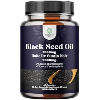 Cold Pressed Black Seed Oil Capsules - Vegan Nigella Sativa Black Cumin Seed Oil Capsules with Omega 3 6 9 and Antioxidants To Help Promote Hair Growth Immune Support Joint Health and Digestion 60caps