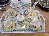 VILLEROY BOCH. Set 9 Stück Kaffee French Garden (6 Tassen Espresso - Zuckerdose - Kaffeekanne - Tablett 42 x 30 Melanin