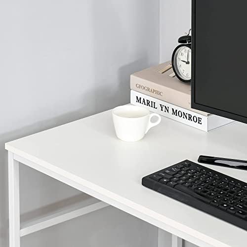 HOMCOM Home Computer Desk Writing Study Table Offcie PC Workstation with Storage Shelf, White