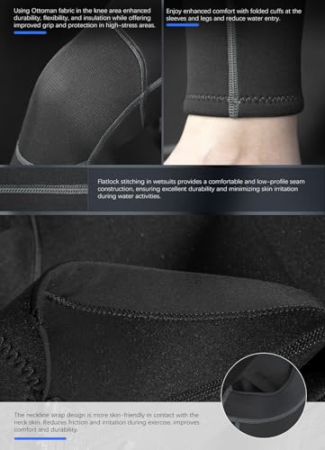 Image of Hevto Men Wetsuit 3 /2mm Neoprene Back Zipper for Surfing Diving | 16 Size Options with Regular Short and Tall Fits Wet Suit in Cold Water for Swimming Snorkeling Kayaking and SUP