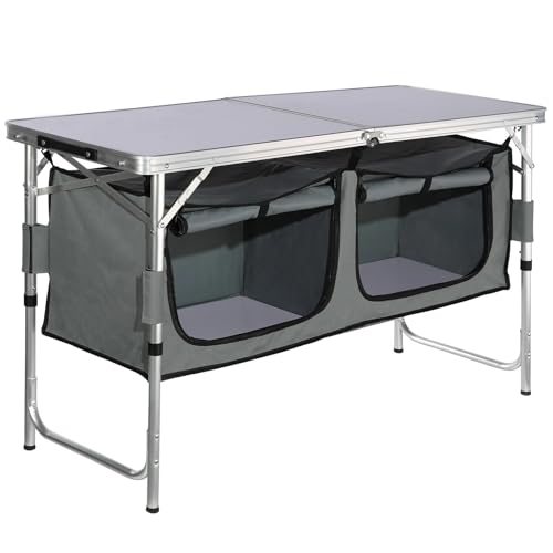 Provecta Foldable Camping Table with Storage Bag,Adjustable Camp Table for Outdoor, Travel, Beach, Backyards, BBQ, Party,Picnic