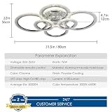 Qcyuui nowoczesna lampa sufitowa LED 76 W, ściemnialny plafon z 6 pierścieniami, lampa sufitowa do salonu i sypialni