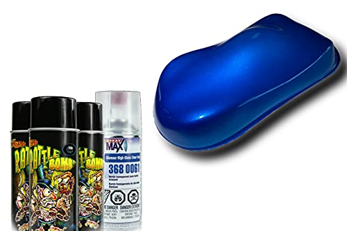 Lil Daddy Roth Rattle Bomb Kit - Blue Kit - Aerosol Metal Flake, Basecoat, Kandy, Clearcoat