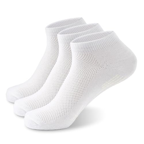 Solid White Athletic Socks Men's Ankle Socks High Elasticity Cotton Blend Sweat-Absorbing Odor-Proof (8 Pairs White) Men's Size 6-9