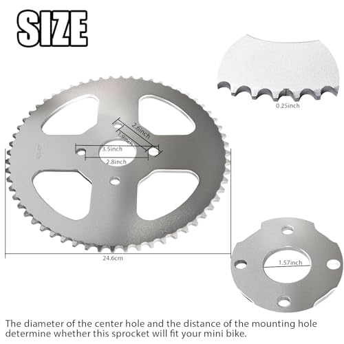 Image of JNDO Mini Bike Sprocket 60 Tooth Sprocket 420 Chain 40mm Bore for Coleman Mini Bike, Baja Warrior, TrailMaster, Predator 212cc 196cc Powersports Go Kart Parts