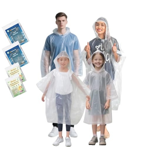 NEDLEDK Emergency Disposable Rain Ponchos Family Pack, Rainwear for Adults