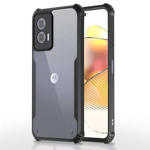 Image of Outlouders Back Cover for Motorola Moto G73 5G | Ultra Hybrid Transparent | Full Camera Protection | Raised Edge | Crystal Clear Bumper Case(Black)