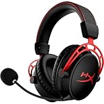 HyperX Cloud Alpha, Cuffie da Gaming Senza Filo, Connessione a 2,4 GHz, Telaio in Alluminio, Cuscinetti in Memory Foam Rivestiti in Similpelle, Autonomia Fino a 300 Ore, Adatto per PC, Nero/Rosso