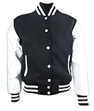college jacke lederärmel damen Rippbündchen an Bund und Ärmeln