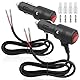 Funyord 2 Stück Zigarettenanzünder-Stecker (1m) mit Schalter – 12V/24V 16AWG Verlängerungskabel mit Doppelt Isolierter Außenhülle für Auto, Wohnmobil, Boot, Motorrad