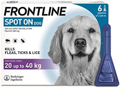 FRONTLINE Spot On Flea & Tick Treatment for Large Dogs (20-40 kg) - 6 Pipettes
