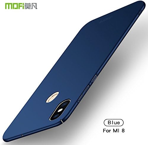Xiaomi Mi 8 Case,Ultra-Thin Hard PC Xiaomi Mi 8 Cover with [Tempered Glass Screen Protector],Simple Stylish Fully Protective Matt [Anti-Fingerprint] with Matte Finish for Xiaomi Mi 8 - Blue