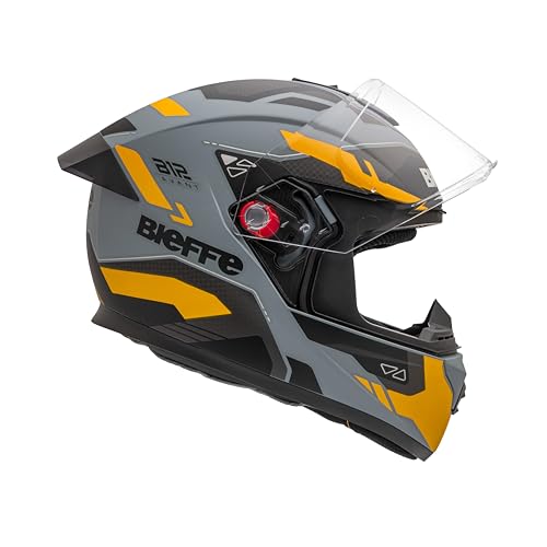 Bieffe Capacete Moto Fechado B-12 Avant Cinza Moon Fosco/Amarelo 60