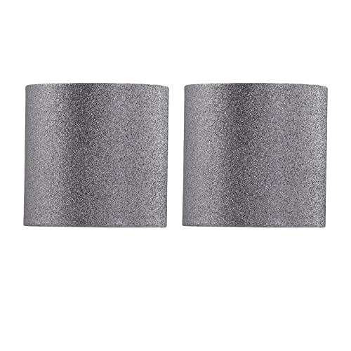 firstchoicelighting Set of 2 Silvery Grey Glitter Table Lamp Shades, Lampshades for Table Lamp or Bedside Light, Diameter 15cm