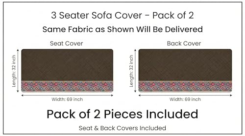 Image of KINGLY Sofa Cover 3 Seater Fully Covered | Stretchable Anti-Slip Slipcover | Washable Furniture Protector | Chocolate Brown | Set of 2 | Seat & Back |