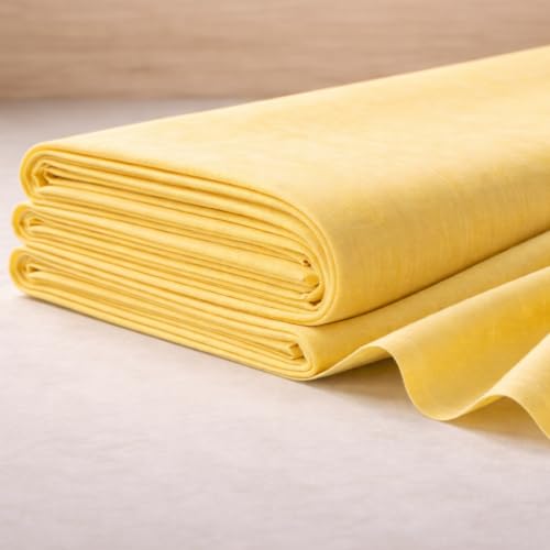 Image of Soimoi Yellow Solid 60 * 60's Cotton Cambric Fabric by 2 Yards, 56 Inch Wide Light Weight Material Suitable for Kurtis, Blouses, Kids Clothing, Tunics, Dresses and Summer Apparel