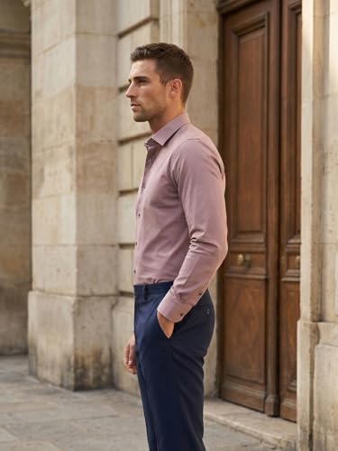 Image of Louis Philippe Men's Slim Fit Bamboo Blend Sustainable Stretch Young Formal Shirt
