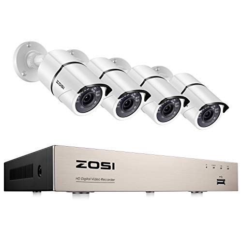 ZOSI 8CH 1080P Security Camera System,H.265+ 5MP Lite 8Channel HD-TVI DVR and 4PCS 1920TVL Outdoor Indoor Weatherproof CCTV Surveillance Camera with 120ft Night Vision, Motion Alert,No Hard Drive