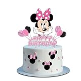 Birthday Cake Toppers, Cute Mouse Cake Decorations, Cartoon Themed Cupcake Topper, Birthday Party Supplies (Pink)