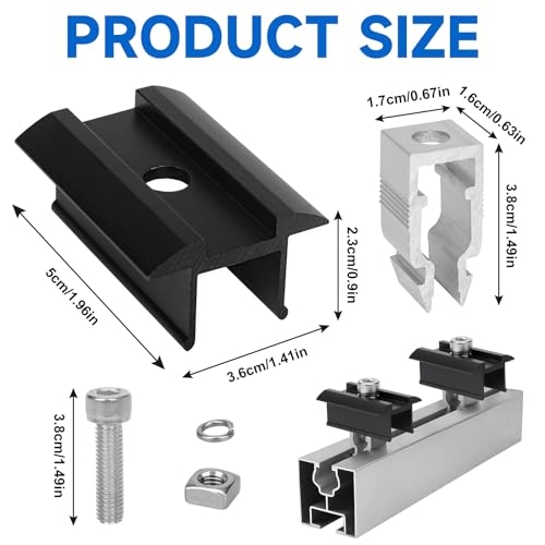6 Stück Endklemme Halterung Balkonkraftwerk 30mm, Befestigung Solarmodul Halterung Set, Solarpanel Mittelklemme Aluminiumlegierung für PV Solar Module Befestigungen, Dachhalterungen Solarmodule