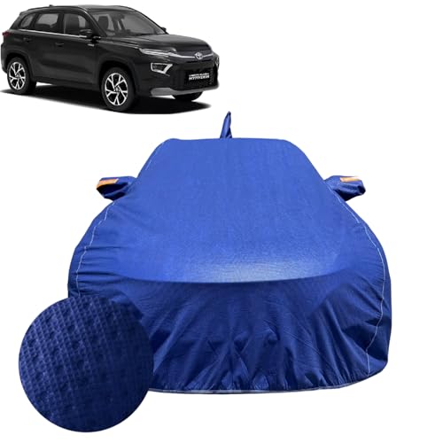 Image of Car Cover for Toyota Hyryder (2022-2026) | 100% Waterproof Cover with Antenna & Reflective Mirror Pockets | Dustproof, Scratchproof, Heatproof Hyryder Car Cover |Soft Cotton Lining| Blue
