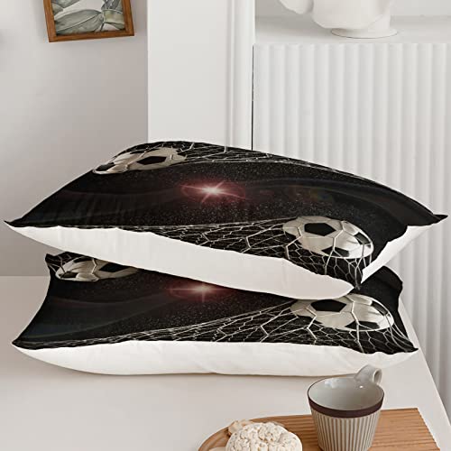 Bsntho Soccer Print Comforter For Boys Queen Size,Football Sports Kids Comforter Set,3Pcs Bedding Set Galaxy Comforter With 2 Pillowcases,Soft And Lightweight,For All Seasons #TOP3