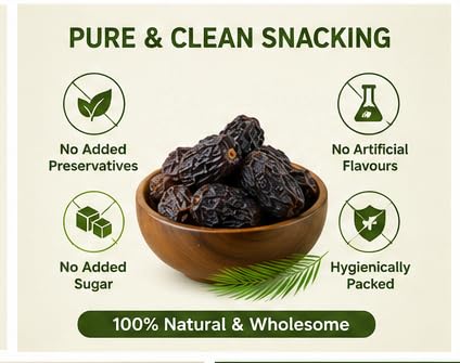 Image of NutriBites Premium Black Dry Dates 1KG | Black Sukha Khajoor | Premium Kala Chuara Khajoor | Used in Mithai, Prasad, and Homemade Sweets | kali kharek dry fruit | Natural Sweetener & Daily Nutrition