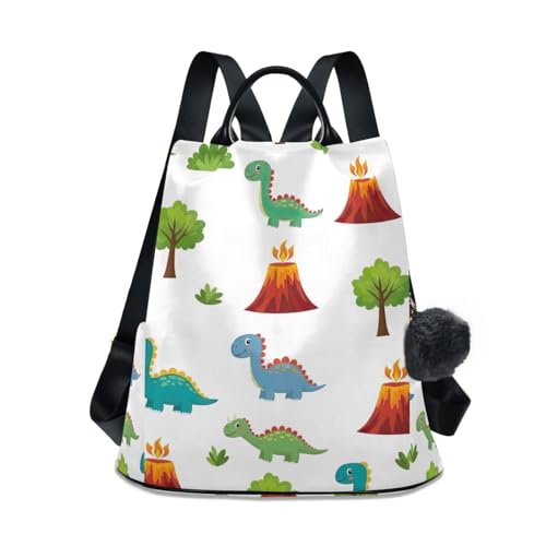Sac à dos femme tendance mignon dino antivol décontracté avec pompon élégant