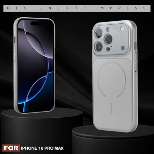 Image of SHINESTAR iPhone 16 Pro Max Case - Premium Shockproof Protective Cover, Wireless Charging Compatible, Slim & Durable Luxury Back Cover with Camera Protection (Silver)