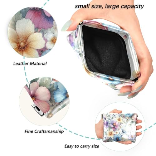 Colorful Flowers Coin Purse Leather Pouch Change Purse, Squeeze Coin Pouch for Cards, Keys & Lipsticks, Unisex2