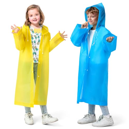 Ropa Para Niño, Apparel Poncho de lluvia para niños (paquete de 2),Poncho Impermeable, Reutilizable EVA Poncho,Se pueden usar en climas lluviosos y nevados,Adecuado Para Niños y...