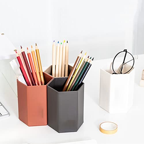 Iupiii Penholder Creative Multi-Purpose Hexagonal Design Pen Holder Student Stationery Holder Metal Pencil Holder Large Capacity For Home Office (Color : White) #TOP4