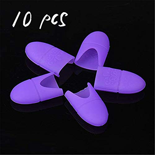 TAROMAING 10Pcs Nail art Tips Silica gel Nail Soak Off UV Gel Art Polish Remover Wrap Cap (Purple)