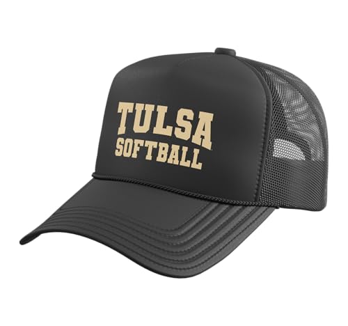 The University of Tulsa Softball Hurricanes TU21 Trucker Hat with Adjustable Mesh Back, Black