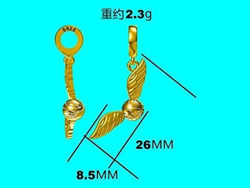 Bolenvi Golden Ball Wings 925 erling Silver Pendant Charm Bead For Pandora & Similar Charm Bracelets or Necklaces - Image 4