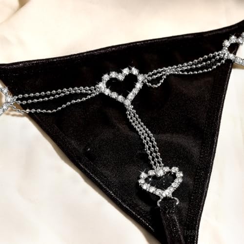 Image of Chain Thong Underwear for Women, Adjustable Rhinestone Panties