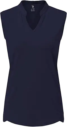 Rdruko Women's Golf Shirts Sleeveless Quick Dry V-Neck Running Activewear Polo Shirts