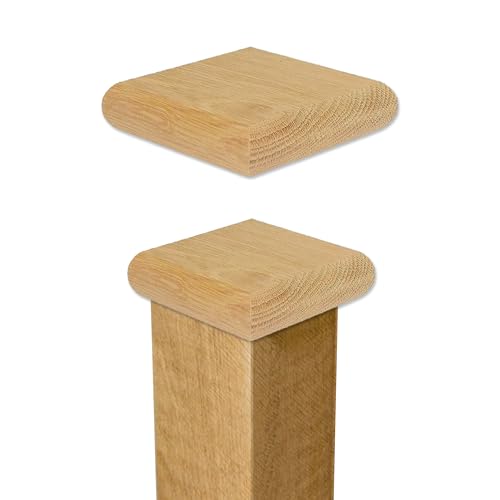 Oak Flat Newel Cap – Solid Oak Stair Post Cap for 90mm & 4x4 Newel Posts | Square Wood Stair Cap | Flat Top Oak Cap for Staircase Finishing | Smooth Finish | Interior Handrail Accessories